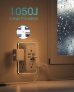 Surge Protector, Outlet Extender with Night Light, Addtam 5-Outlet Splitter and 4 USB Ports(1 USB C), Multi Plug Wall Outlet for Home Office Dorm Room Essentials - Image 3