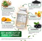 Ashwagandha Supplements with Turmeric Curcumin, Elderberry, Vitamin C & Black Seed - Supports Relaxation, Mood & Immune Health - 800mg - 90 Vegan Capsules, Non-GMO & Gluten-Free - Image 5