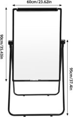 Double Sided Magnetic Whiteboard with Stand, 36"x24" Portable Flipchart Easel Stand Foldable Dry Erase Board, Height Adjustable 360° Rotating for Home Office, Classroom Teaching, Presentations - Image 3