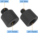 Threaded Tripod Screw Adapter Double Head Stud Standard Mounting Thread Converter 1/4" Male to 3/8" Female Adapter Set for Camera Cage Mount Light Stand Monopod Shoulder Rig Tripod,Camera Monitor - Image 4