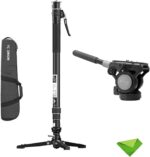 YC Onion Pineta Pro Carbon Fiber Monopod with FH60 Fluid Head and Pedal Base, Light Stand Lightweight Travel Monopod with Quick Release Plate for Sony Canon Nikon DSLR Cameras, Gimbal and etc - Image 2