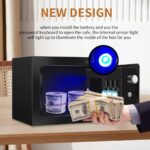 JUGREAT Safe Box with Induction Light,Electronic Digital Security Safe Steel Construction Hidden with Lock，Wall or Cabinet Anchoring Design for Home Office Hotel Business 0.23 Cubic Feet Black - Image 4