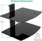 WALI Floating Entertainment Center Shelves, Holds Up to 17.6lbs, TV Shelf with Strengthened Tempered Glasses for DVD Players, Cable Boxes, Games Consoles, TV Accessories (CS202B), 2 Shelf, Black - Image 4