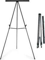 Falling in Art Aluminum Flip Chart Display Easel Stand with Adjustable Floor for Boardroom, Whiteboard, Paper Pads, Signage, 63 1/2'' High, Black - Image 2