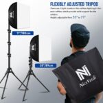 Softbox Lighting Kit, NiceVeedi 2-Pack 16'' x 16'' Softbox Photography Lighting Kit with 63” Tripod Stand & 5400K 450W Equivalent LED Bulb, Continuous Lighting for Photography/Video Record - Image 7