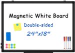 Double-Sided White Board Black Aluminium Frame, 24" x 18" Dry Erase Board Magnetic Whiteboard for Wall, Hanging Mounted Whiteboard Home, School, Office, Kitchen - Image 2