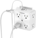 Surge Protector 8 Outlet Extender, TESSAN Multi Outlet Splitter with 3 USB Wall Charger (1 USB C Port), 3-Sided Multiple Plug Power Strip 1700J, Charging Station for Home Office Dorm Room - Image 2