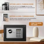 JUGREAT Safe Box with Induction Light,Electronic Digital Security Safe Steel Construction Hidden with Lock，Wall or Cabinet Anchoring Design for Home Office Hotel Business 0.23 Cubic Feet Black - Image 3