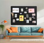 Foldable Large Felt Bulletin Board for Wall 72"x 48", Decorative Picture Framed Display Board with Self-Adhesive Tape for School, Home, Kitchen & Office Walls, Includes 30 Pins, Black - Image 4