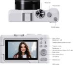 Digital Camera 4K for Photography, 50MP Vlogging Camera for YouTube Video with Flash and 3" 180° Flip Screen, 18X Digital Zoom Compact Travel Cameras with 64GB TF Card for Teens Beginner (White) - Image 8