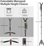 Aluminum Hunting Monopod - 21"-67" Shooting Tripod Stand with 360 Rotating V Yoke Head for Rifle, Outdoors - Image 5