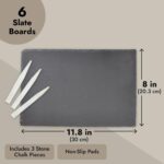 Juvale Set of 6 Black Slate Charcuterie Boards with Chalk, Individual Stone Plates for Cheese, Meat, Appetizers (8 x 11.8 In) - Image 5
