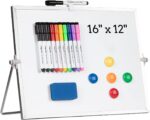 Dry Erase White Board, Cazeyoo Magnetic Desktop Whiteboard 16 x 12inch with Stand, 10 Markers, 4 Magnets and 1 Eraser, Portable Double-Sided White Board for Kids Drawing, Office, Home, School - Image 2