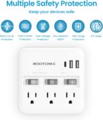 USB C Multi Plug Outlet Surge Protector with Individual Switch, USB Wall Charger Multiport, 3 AC Outlet Splitter, Wall Outlet Extender with USB C Power Strip,USB Outlet Plug Adapter for Home,Office - Image 5