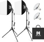 Softbox Lighting Kit, NiceVeedi 2-Pack 16'' x 16'' Softbox Photography Lighting Kit with 63” Tripod Stand & 5400K 450W Equivalent LED Bulb, Continuous Lighting for Photography/Video Record - Image 2