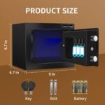 JUGREAT Safe Box with Induction Light,Electronic Digital Security Safe Steel Construction Hidden with Lock，Wall or Cabinet Anchoring Design for Home Office Hotel Business 0.23 Cubic Feet Black - Image 6