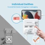 USB C Multi Plug Outlet Surge Protector with Individual Switch, USB Wall Charger Multiport, 3 AC Outlet Splitter, Wall Outlet Extender with USB C Power Strip,USB Outlet Plug Adapter for Home,Office - Image 4