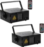 U`King Party Lights RGB Stage Lighting Beam Animation 3D Laser Lights Patterns with DMX512 Sound Activated Remote Control for Festival Bar Nightclub Wedding Live Show Church(2PCS) - Image 2