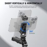 Neewer Metal Phone Tripod Mount with Cold Shoes, 1/4" Thread, 180° Tilt, 360° Rotation, Adjustable Phone Clamp Metal Phone Holder Compatible with iPhone 16 15 Pro Max S24 Ultra Camera Cage, GA010 - Image 4