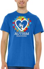 shop4ever Autism Awareness Hands in Heart T-Shirt - Image 3