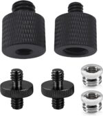 Threaded Tripod Screw Adapter Double Head Stud Standard Mounting Thread Converter 1/4" Male to 3/8" Female Adapter Set for Camera Cage Mount Light Stand Monopod Shoulder Rig Tripod,Camera Monitor - Image 2