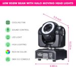 Moving Head Lights 60W LED Stage Lights RGBW Beam Halo Cycle Strip DJ Lighting, DMX 512 Sound Activation for Event Parties Wedding Church Live Band Show - Image 3