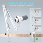 FIFINE Dynamic Microphone with Boom Arm, Studio Vocal XLR Microphone, Podcast USB Mic Kit for PC with Mute Button, Volume Knob, Headphone Jack, for Streaming Recording-AmpliTank K688CT White - Image 9