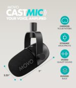 Movo Podcast Microphone Kit with CastMic Dynamic XLR Microphone with Boom Arm for Recording Vocals, PC, Gaming, Streaming, YouTube, and Musicians - Studio Cardioid Podcast Mic for Content Creators - Image 4