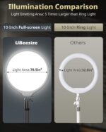UBeesize 10" Key Light for Streaming, Desk Ring Light with Adjustable Arm, Zoom Lighting for Home Office, Gaming, Podcast, Video Calls, and Recording - Image 6