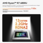 Beelink Mini PC, AMD Ryzen 7 6800U(8C/16T, Up to 4.7GHz), 32GB LPDDR5 RAM 1TB PCIe4.0x4 SSD, SER5 MAX Desktop Computer Support 4K Triple Display/DP/HDMI/Type-C/WiFi 6/BT5.2,Gaming/Office/Home - Image 4
