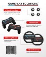 Switch 2 Accessories Bundle for Nintendo, 16 in 1 Game Kit: Carrying Case, Two Screen Protector with Alignment Frame, Steering Wheel for Mario Kart, Grip for joycon Controller Console Protective Cover - Image 7