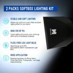 Softbox Lighting Kit, NiceVeedi 2-Pack 16'' x 16'' Softbox Photography Lighting Kit with 63” Tripod Stand & 5400K 450W Equivalent LED Bulb, Continuous Lighting for Photography/Video Record - Image 4