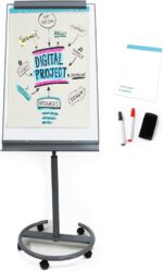 A AIRLLEN Magnetic Whiteboard Easel with Flipchart & Paper Pad – 26x40 Mobile Dry Erase Board on Wheels, Adjustable Height & Tilt for Office or Classroom - Image 2