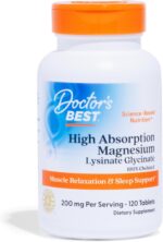 Doctor’s Best High Absorption Magnesium Glycinate Lysinate Supplement - 100% Chelated for Maximum Absorption - Magnesium for Sleep and Muscle Relaxation - 200 Mg Per Serving - 120 Tablets - Image 2