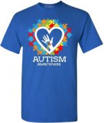 shop4ever Autism Awareness Hands in Heart T-Shirt - Image 2