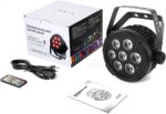 LED Par Stage Light - RGBWA 70W 7LED Stage Par Light Sound Activated Auto Play by Remote & DMX Control Uplighting for Events Birthday Wedding Party Church Music Live Show Concert DJ Lighting - Image 8