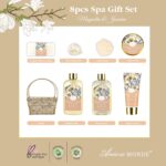 Home Spa Gift Basket, Bath Spa Kit for Women, with Body Lotion, Shower Gel, Bubble Bath, Body Scrub, Bath Salt, Bath Bomb, Bath Gift Set for Mother, Wife Her, with Magnolia and Jasmine Scent - Image 3