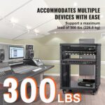 VEVOR 12U AV Rack Stand, Server Rack Cabinet, Network Stereo Recording Studio Rack with Lockable Caster Wheels, Special Vents for 19" Audio Video Musical & IT Equipment Mounting, 300 lbs Capacity - Image 4