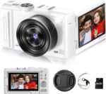 Digital Camera 4K for Photography, 50MP Vlogging Camera for YouTube Video with Flash and 3" 180° Flip Screen, 18X Digital Zoom Compact Travel Cameras with 64GB TF Card for Teens Beginner (White) - Image 2