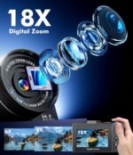 4K Digital Camera for Photography, WiFi 64MP UHD Vlogging Camera with 18X Digital Zoom, Super Wide-Angle Lens, 3" 180° Flip Screen, 32GB SD Card, Black - Image 5