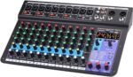 Dj Console Micfuns Stage Audio 12 Channel 48v Mixer With Usb Computer Bluetooth Built-In Digital Effect Mixer For Music Recording Studio Live Stage Yoube Tiktok - Image 2