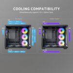 Antec C5 ARGB, 7 x 120mm ARGB PWM Fans Included, Up to 10 Fans Simultaneously, Type-C 3.2 Gen 2 Port, Seamless Tempered Glass Front & Side Panels, 360mm Radiator Support, Mid-Tower ATX PC Case - Image 9