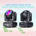 Moving Head Lights 60W LED Stage Lights RGBW Beam Halo Cycle Strip DJ Lighting, DMX 512 Sound Activation for Event Parties Wedding Church Live Band Show - Image 4
