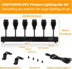 Pinspot Light Bar,6PC LED Pinspot Stage Lights Disco Ball Manual Zoom(15-60 Degree) 3200K Dimmable Warm White DMX Sound Activated Lights for Party Activities Live Show Concert Church Wedding - Image 6