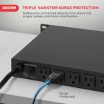 Pyle 1800W 8 Rack Mount Conditioner-15 Amp Surge Protector with Noise Suppression Rear Outlet for Multi Appliances-Triple Mode Protection-AC Power-for Home & Computer, Black (PCO800) - Image 5