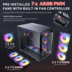 Antec C5 ARGB, 7 x 120mm ARGB PWM Fans Included, Up to 10 Fans Simultaneously, Type-C 3.2 Gen 2 Port, Seamless Tempered Glass Front & Side Panels, 360mm Radiator Support, Mid-Tower ATX PC Case - Image 5