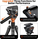 Fluid Head Tripod, COMAN Video Camera Tripod Monopod Aluminium Alloy 70.8 inch Detachable and Quick Release Plate for DJI Canon Nikon Sony DSLR Camera Black Max Load 17.6lb - Image 3