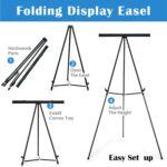 Falling in Art Aluminum Flip Chart Display Easel Stand with Adjustable Floor for Boardroom, Whiteboard, Paper Pads, Signage, 63 1/2'' High, Black - Image 4