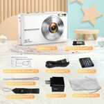 Digital Camera, Jukanur Upgraded Camera for Kids with 32GB Card, 16X Zoom, Point and Shoot Digital Camera with Anti-Shake, Timestamp, Flashlight, Portable Travel Camera for Teens Girls,Boys, White - Image 8