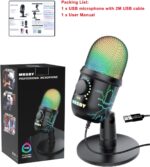Gaming Microphone, USB Computer Microphone for PC, Mac, PS4/5, Condenser Podcast Mic for Studio Recording, YouTube, Streaming, with Headphone Jack, Led Light, Mute, Gain, Noise Cancellation - Image 10